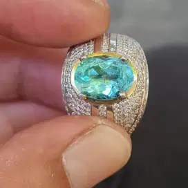 Permata Emerald Colombia Ring Perak Micro Handmade