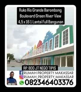 Ruko Boulevard Green River View Barombong  4,5 x 16 1Lti Full Bangunan