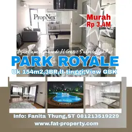 Dijual Apt Park Royale,Twr 3,JakPus uk 154m2,3BR,LT Tinggi,view GBK
