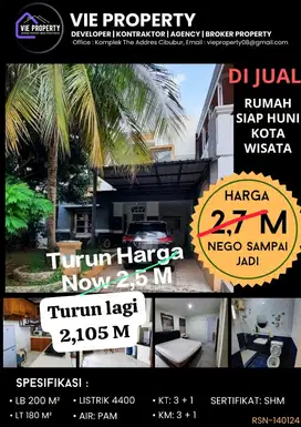 Jual Cepat Rumah Cantik Siap Huni. Kota Wisata Cibubur.
