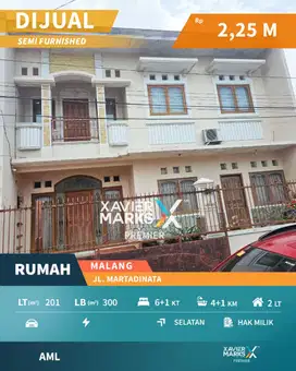 Dijual Rumah Semi Furnish Bangunan Terawat di Jl Martadinata Malang