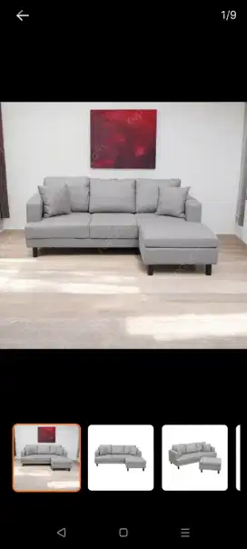 Selma Glivel Sofa L Sectional Fabric - Abu-Abu