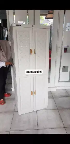 Lemari pakaian plastik napolly full kunci 4 rak new modern