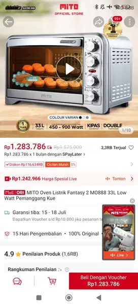 Oven mito bekas jual murah