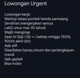Lowongan kerja warkop