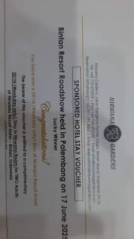 Promo Voucher Nirwana Gardens Resort Hotel Bintan