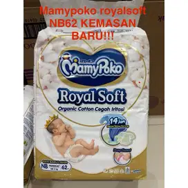 Popok MamyPoko Royal Soft NB isi 62 BARU