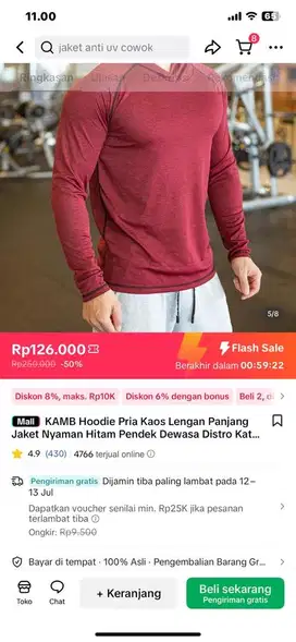 Kaos lengan panjang hoodie dryfit merk KAMB