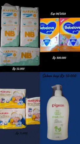 Susu dan pampers bayi masih baru