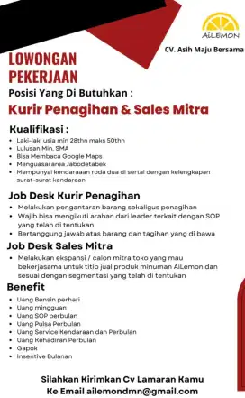 Kurir penagihan dan sales mitra