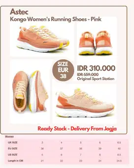 Astec Kongo Women's Running Shoes - Pink | Sepatu Lari Wanita Size 38
