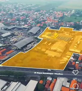 Jual pabrik gudang dan lahan 3 hektar krian sidoarjo super strategslis