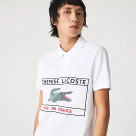 Kaos polo shirt LACOSTE white colour Size S Preloved
