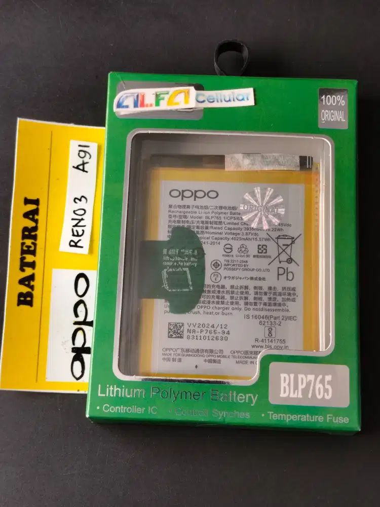 Baterai Oppo F1S/Oppo A91 BLP-765 Baterai OPPO RENO 3 /OPPO RENO 2 ORI