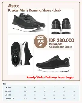 Astec Kraken Men's Running Shoes - Black | Sepatu Lari Pria Size 41