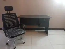 Meja Kantor Kerja Komputer + Kursi Kantor Kerja Sandaran Sekepala