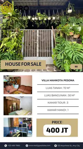 Rumah asri 3 kamar di vila mahkota bojong kulur
