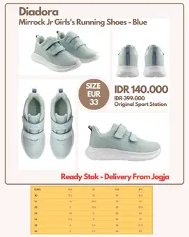 Diadora Mirrock Jr Girls's Running Shoes - Blue | Sepatu Anak Size 33