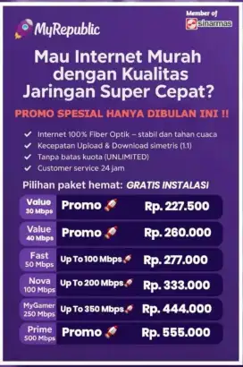 Pemasangan Internet Wifi  Myrepublic