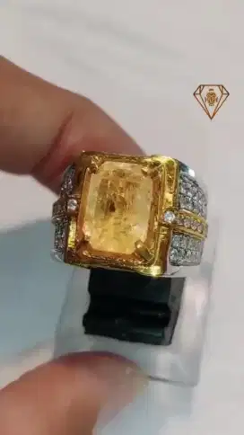 Permata Yellow Sapphire Ring Perak Rhodium
