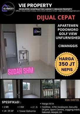 Dijual apartemen Podomoro Golf view 2 BR Cimanggis Depok
