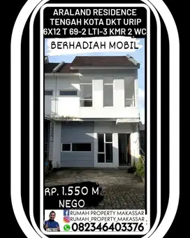 AraLand Residence Tengah Kota 6X12 T 69- 2 Lantai Dkt Pintu Tol Reform