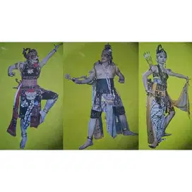 Vintage piring kuno gambar kebudayaan Djawa Wayang 13 pcs