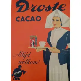 Vintage iklan model lama enamel repro DROSTE CACAO ALTIJD WELKOM 1920