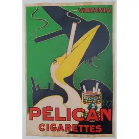 Original Vintage iklan kertas PELICAN CIGARETTES  Zaman Belanda 1920
