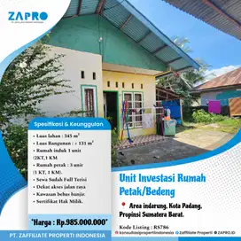 Jual rumah petak /bedeng full terisi di indarung