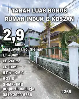 TANAH LUAS BONUS RUMAH INDUK & KOS2 AN