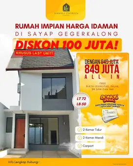 PROMO 1 Unit terakhir Rumah 2 Lt di ciwaruga atas dekat Darut Tauhid