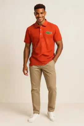 Kaos polo shirt LACOSTE Big Logo colour orange Size M