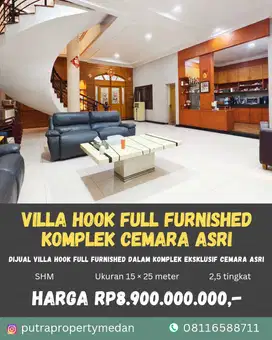 Dijual Villa Hook Mewah Full Furnished Dalam Komplek Cemara Asri