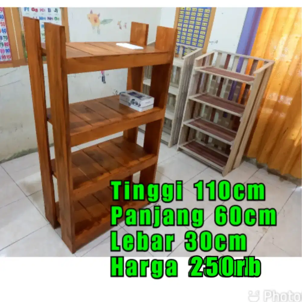 Rak buku, rak kayu, rak sepatu, rak dokumen dll