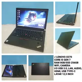 Laptop Lenovo X270 i5 Gen 7 Slim, Elegan, Berkualitas
