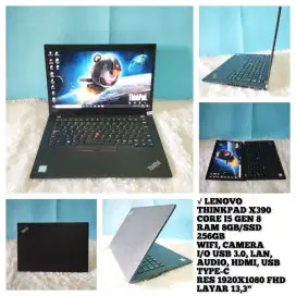 Laptop Lenovo X390 i5 Gen 8 , 8/256 ,Slim, Elegan , Murah, Bergaransi