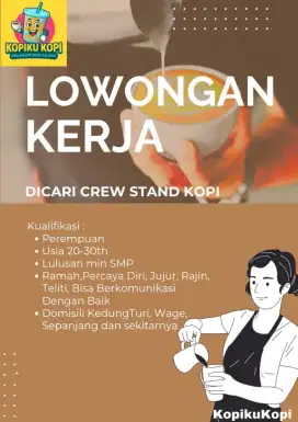 Lowongan Jaga Stand Es Kopi ( Perempuan)