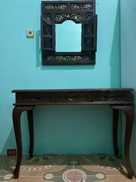 Kaca ukir jati jepara & meja konsul