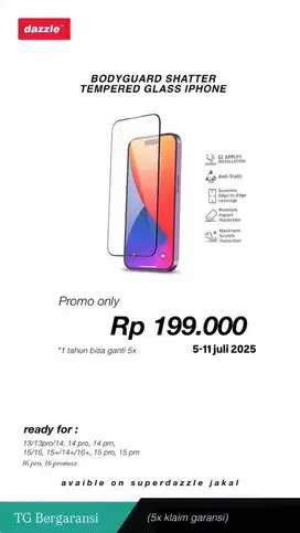 Tg garansi 1 tahun clear