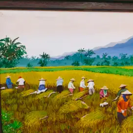 Lukisan kanvas pemandangan panen
