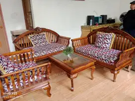 Kursi jati kipas mulus kokoh 2+2+1+meja