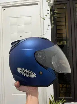 Helm motor Half Face GMT Double Visor warna Biru Doff size XL