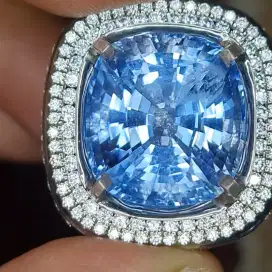 Permata Maxixe Beryl Ring Perak Microsetting