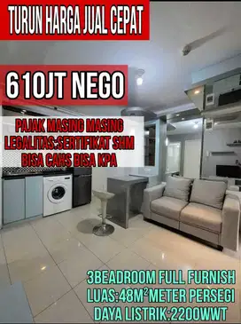 Dijual murah 3beadroom furnished apartemen bassura city