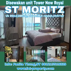 Disewakan Apt ST MORITZ Twr New Royal 96m2(2BR+1),Privatelift
