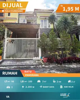 Dijual Rumah Villa Full Furnish View Pegunungan di Batu Panorama