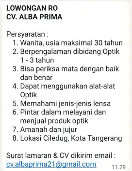 Lowongan RO optik