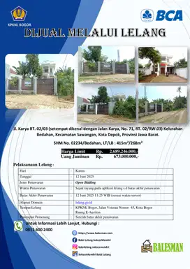 DIJUAL RUMAH MELALUI LELANG WILAYAH DEPOK