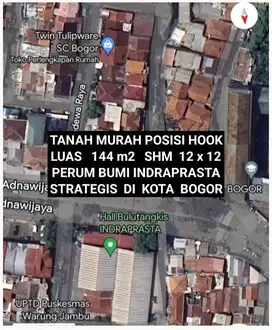 TANAH MURAH POSISI HOOK DI PERUMAHAN BUMI INDRAPRASTA PANDU RAYA KOTA